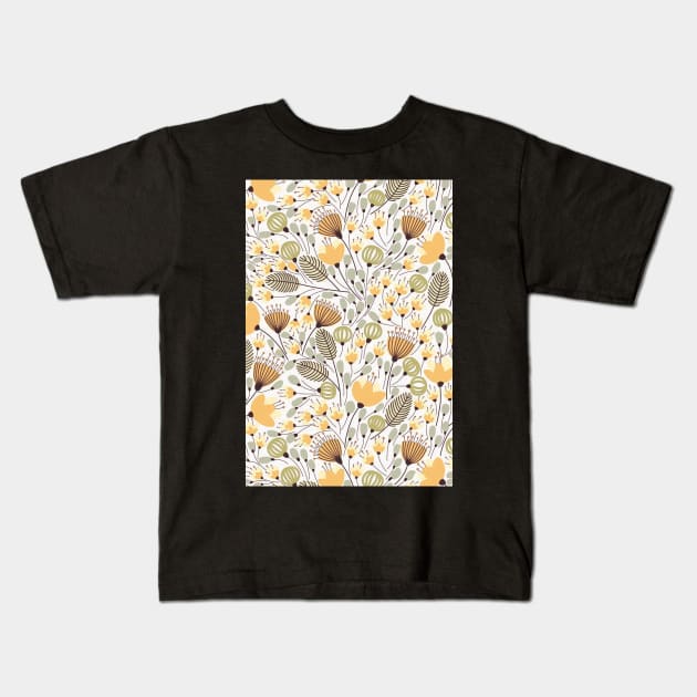 Retro Leaves Illustration Kids T-Shirt by giantplayful